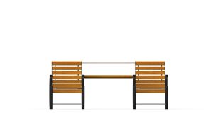 tänavamööbel, iste, eakatele, ligipääsetav puuetega isikutele, puidust seljatugi, puidust iste, väike laud, laud