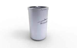 tänavamööbel, prügikast, kaarjas, täielik eraldamine, logo, külgava