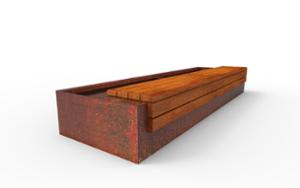 tänavamööbel, pink, istutusalus, puidust iste, corten