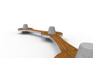 street furniture, seating, concrete, smooth concrete, attached to wall, double-sided , curved, wood seating