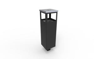 street furniture, litter bin, canopy roof / lid, safety ashtray, rectangular, steel, side aperture
