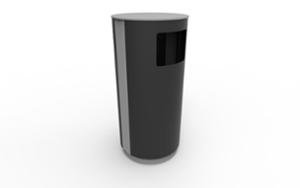 street furniture, litter bin, curved, steel, side aperture