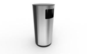 street furniture, litter bin, curved, steel, side aperture