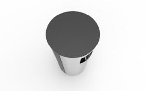 street furniture, litter bin, curved, steel, side aperture