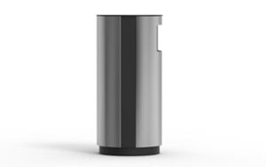 street furniture, litter bin, curved, steel, side aperture