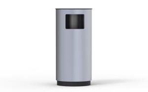street furniture, litter bin, curved, steel, side aperture