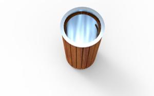 street furniture, litter bin, wood, curved