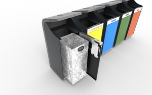 street furniture, litter bin, concrete, smooth concrete, canopy roof / lid, side aperture