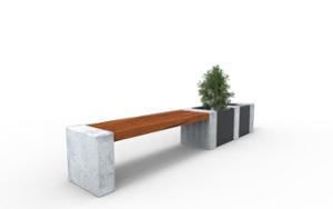 street furniture, planter, bench, concrete, smooth concrete, wood seating