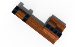 street furniture, bench, seating, double-sided , wood backrest, wood seating