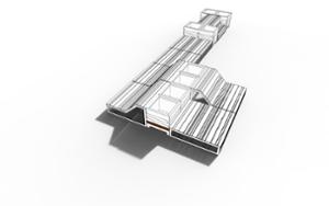 street furniture, bench, seating, double-sided , wood backrest, wood seating
