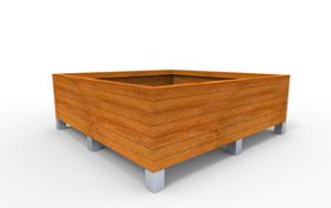 street furniture, planter, wood, mobile (pallet jack compatible), rectangular, steel