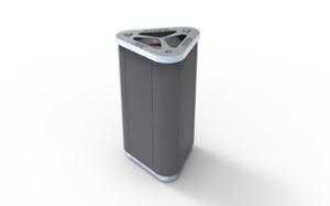 street furniture, litter bin, steel, curved, preliminary segregation, full segregation, logo, rectangular