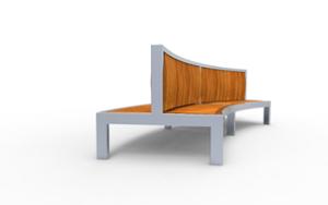 street furniture, seating, wood seating, wood backrest, curved, logo, double-sided , high backrest, price per metre, length measured on longer side