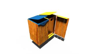 street furniture, litter bin, preliminary segregation, pole mounted, canopy roof / lid, side aperture, big volume