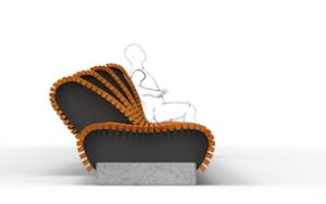 street furniture, bench, seating, wood seating, wood backrest, concrete, smooth concrete, chaise longue, modular, sofa, leasure and rest
