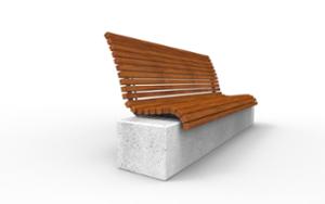 street furniture, seating, wood seating, wood backrest, concrete, smooth concrete