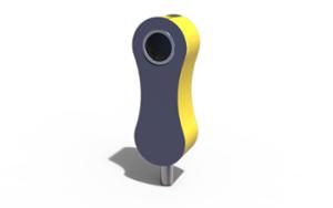 street furniture, litter bin, pole mounted, canopy roof / lid, side aperture