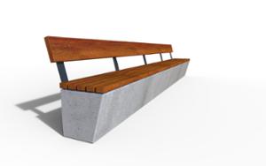 street furniture, seating, wood seating, wood backrest, concrete, wall top, smooth concrete
