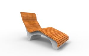 street furniture, seating, wood seating, wood backrest, concrete, smooth concrete, chaise longue, vintage, leasure and rest