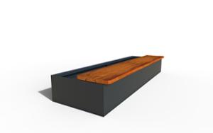 mažoji arhitektūra, vazonas, suoliukas, corten, medinė sėdima dalis