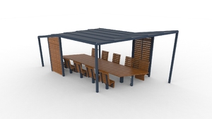 mažoji arhitektūra, kita, suolai, leasure and rest, cowork, 230v lizdas su usb, indukcinis/qi įkroviklis, pasukamas, pergola, stalas, stoginė