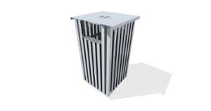 mažoji arhitektūra, šiukšliadėžė, saugi peleninė, logo, šoninė diafragma