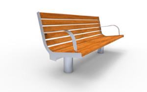 straatmeubilair, zitbanken, houten rugleuning, armleuning, houten zitting