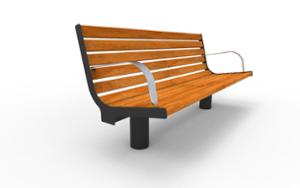 straatmeubilair, zitbanken, houten rugleuning, armleuning, houten zitting