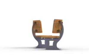 straatmeubilair, zitbanken, prijs per meter, lengte gemeten op de lange kant, dubbelzijdig, logo, houten rugleuning, gebogen, houten zitting