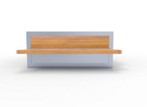 straatmeubilair, plantenbak, zitbanken, hout, dubbelzijdig, houten rugleuning, stalen rugleuning, rechthoekig, houten zitting, staal