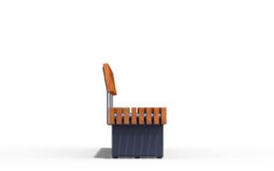 straatmeubilair, zitbanken, verticale planken, houten rugleuning, houten zitting