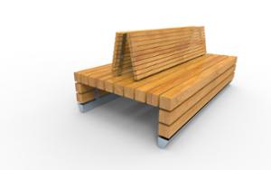 straatmeubilair, zitbanken, dubbelzijdig, houten rugleuning, houten zitting