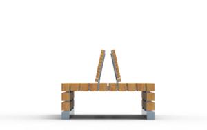 straatmeubilair, zitbanken, dubbelzijdig, houten rugleuning, houten zitting