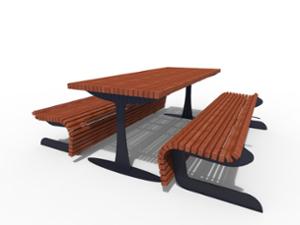 straatmeubilair, overige, bank, picknick set, houten zitting, tafel