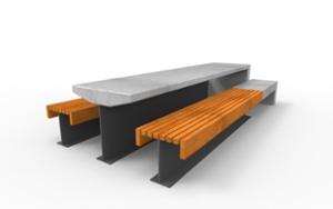 straatmeubilair, bank, beton, glad beton, picknick set, betonnen zitting, houten zitting, tafel