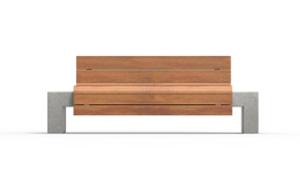 straatmeubilair, zitbanken, beton, glad beton, houten rugleuning, houten zitting