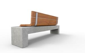 straatmeubilair, zitbanken, beton, glad beton, houten rugleuning, houten zitting