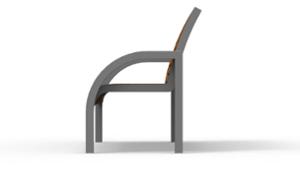 straatmeubilair, zitbanken, houten rugleuning, armleuning, scandinavian line, houten zitting, vintage