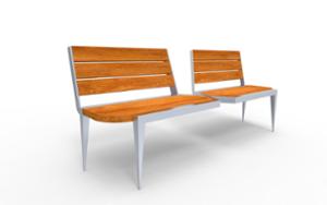 straatmeubilair, zitbanken, dubbelzijdig, houten rugleuning, houten zitting