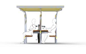 straatmeubilair, bank, zitbanken, fietsenrek, picknick set, moduleerbaar, fietsenrekken, houten zitting, fiets station, tafel, overkapping, fietsoverkapping, meerdere stands