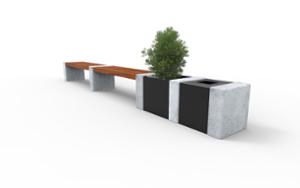 straatmeubilair, plantenbak, bank, beton, glad beton, houten zitting