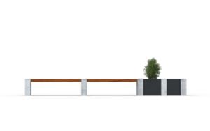 straatmeubilair, plantenbak, bank, beton, glad beton, houten zitting