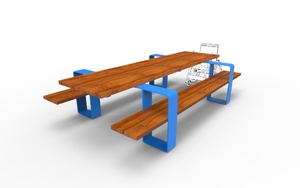 straatmeubilair, bank, picknick set, toegankelijk voor mindervaliden, houten zitting, tafel