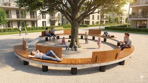 straatmeubilair, bank, zitbanken, leasure and rest, beton, glad beton, gebogen