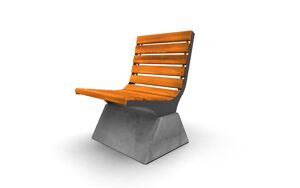 straatmeubilair, zitbanken, beton, glad beton, chair, éénpersoons, moduleerbaar, houten rugleuning, houten zitting