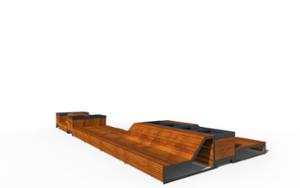 straatmeubilair, bank, zitbanken, dubbelzijdig, houten rugleuning, houten zitting