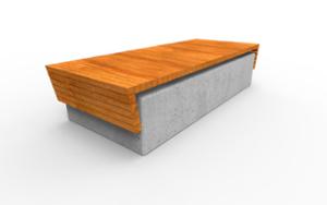 straatmeubilair, bank, houten zitting, beton, muurbevestiging, glad beton, dubbelzijdig