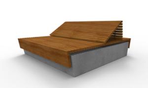 straatmeubilair, bank, zitbanken, houten zitting, beton, muurbevestiging, glad beton, dubbelzijdig, chaise longue, leasure and rest
