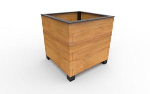 straatmeubilair, plantenbak, staal, hout, logo, rechthoekig, mobiel (compatibel met transpallet)